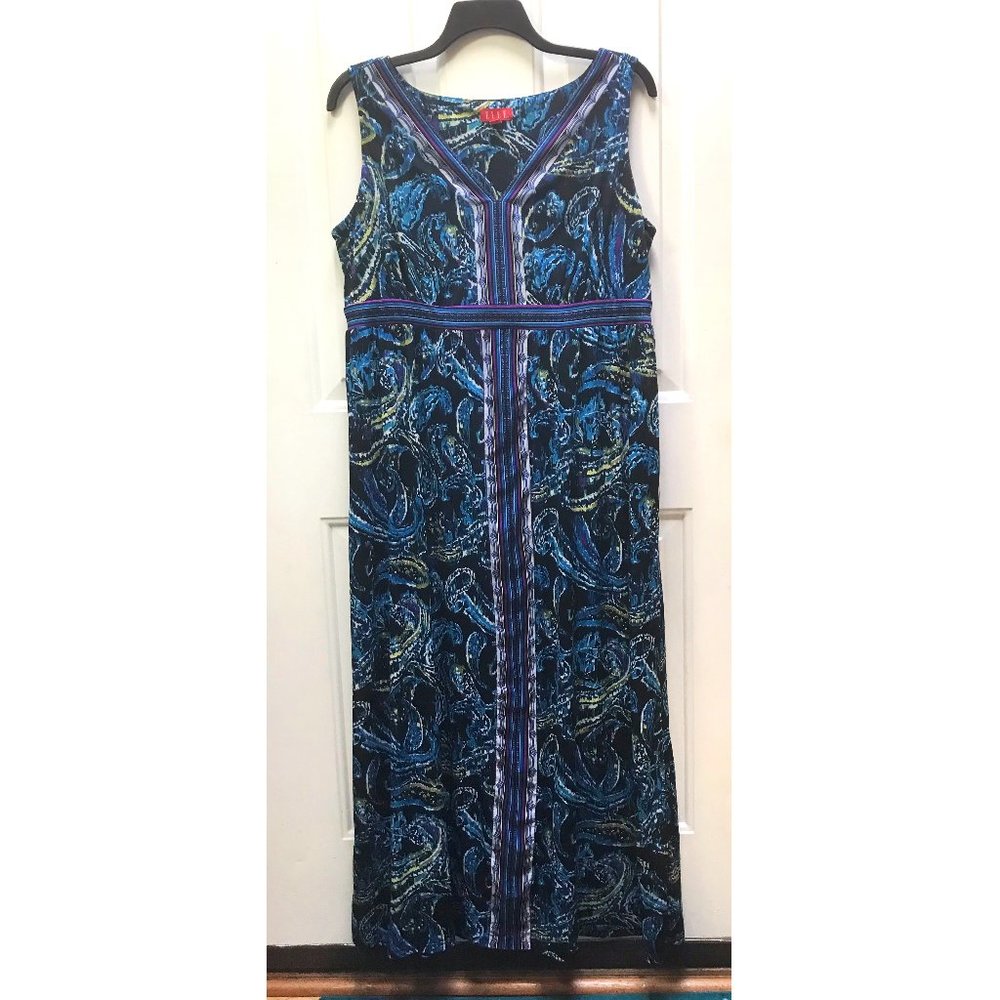 Elle blue purple slinky maxi dress OX XL